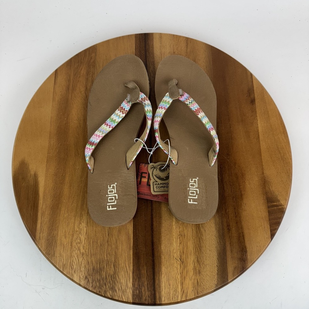 New Womens Flojos Juno Weave Multicolor Thong Flip Flops Sandals Size 11 M NWOB